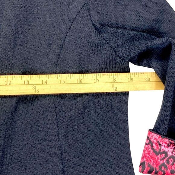 St. John Collection Jacket Women 12 Black Knit Silk Floral Trim Mock Neck Blazer - Picture 13 of 16